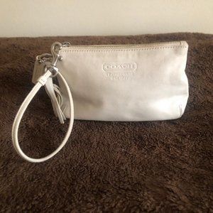 White Coach Leather Wristlet